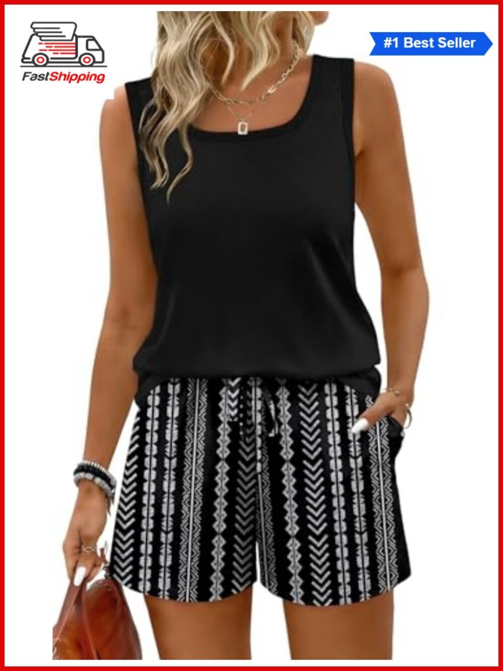 ✨ Two Piece Lounge Sets for Women Summer Tank Top and Shorts Set with Pockets